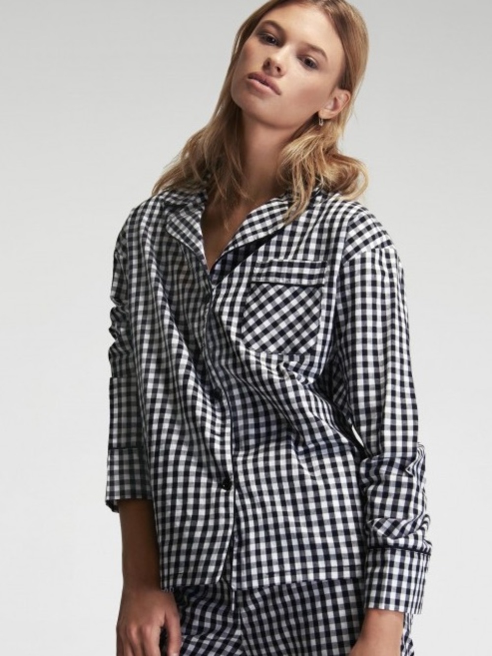 Sleeper black and white gingham long sleeve top size small